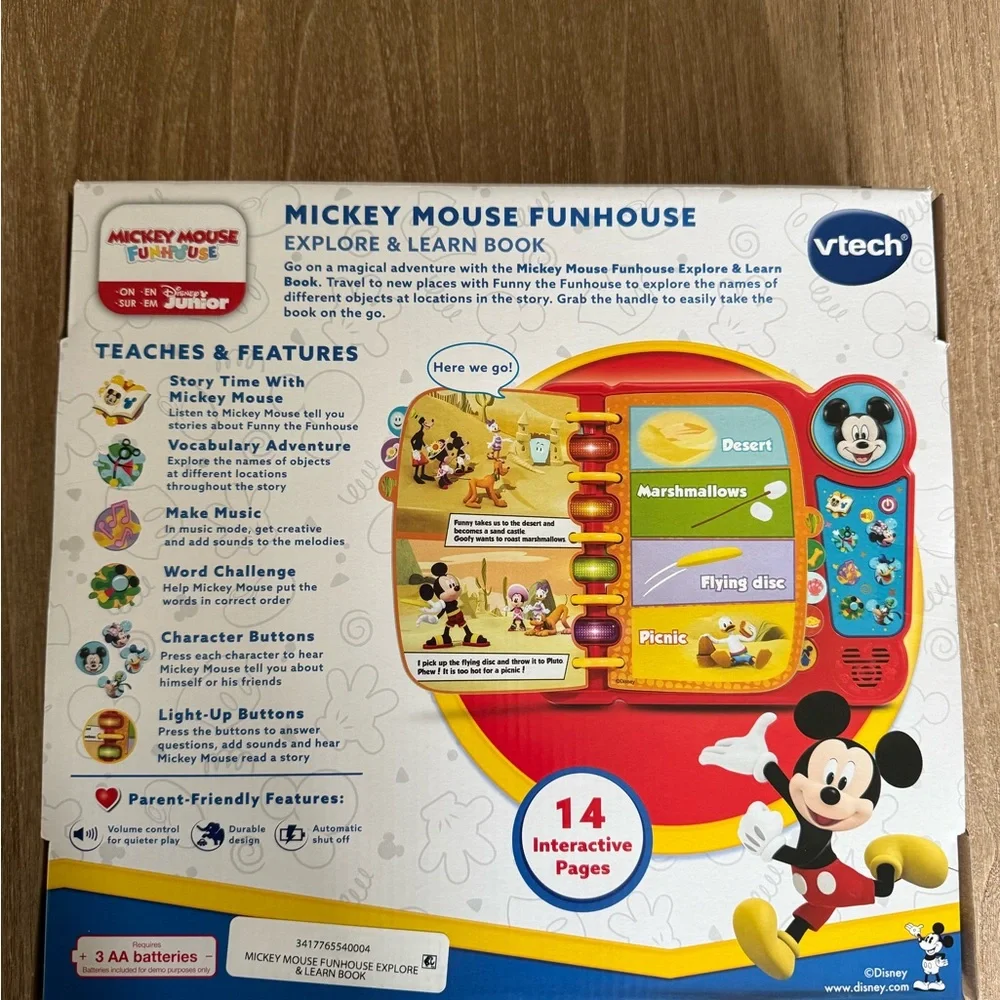 VTech Disney Junior Mickey Mouse Funhouse Explore & Learn Book Baby Toddler Toy*